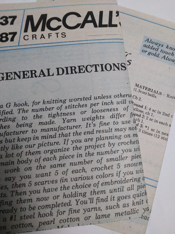 McCall's 8087 Tree Ornaments Christmas Crafts Crochet Pattern Stockings Tree VTG - Image 4 of 4