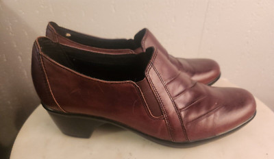 Clarks Womens Brown Leather Slip On Loafers Flats Shoes sz 8.5  #4