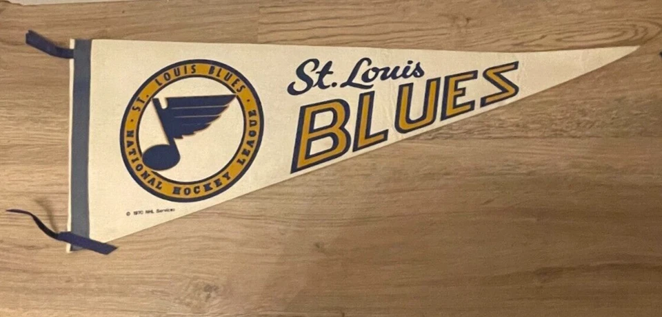 1970 Vintage ST LOUIS BLUES NHL banner 29” x 12” PENNANT BANNER SHARP COLORS - Image 2 of 4