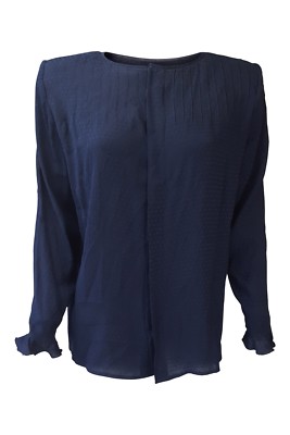 VALENTINO Vintage Bluse dunkelblau 100% Seide Nadelstreifen (40 / 6)