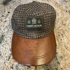 Vintage Rare Tommy Hilfiger Wool Leather Hat Made in USA Polo RL Ralph Lauren TH