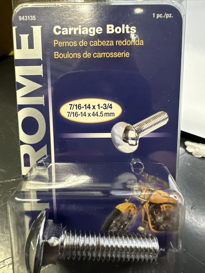 4 - Perno de carro cromado The Hillman Group 943135, 7/16-14 por 1-3/4 pulgadas, paquete de 1 Foto 4 de 4