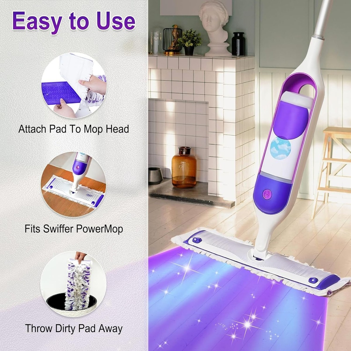 Power Pad Cleaner Swiffer Mop Pads 25 Pack Disposable Mop Pad Refills For PowerMop Multi ...