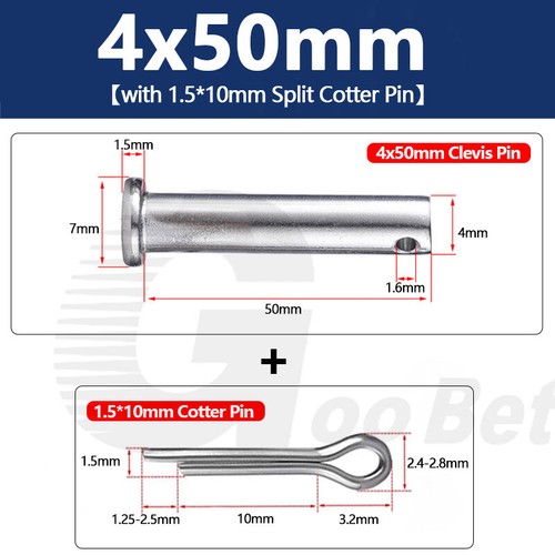 Clevis Pin Hinge Pin Retaining Pin with Cotter Pin Stainless Steel Metric 304 A2 - Picture 45 of 182