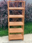 NEW!! Shelving unit 5 shelves wicker rattan book shelf boho bookcase plant stand
