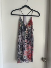 Alice + Olivia Womens Dress Small Tank Racerback Slip Minimalist Purple Floral