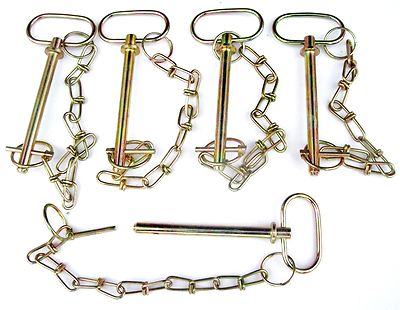 5 GOLIATH INDUSTRIAL 3/8'' TRACTOR PINS SAFETY CHAIN WAGON TRAILER HITCH HP38WC