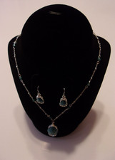 UNBRANDED Turquoise Necklace Pierced Earrings Set