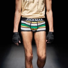 Men's Lightweight Underwear Cotton Rainbow Striped Boxer Shorts Low Rise Panties