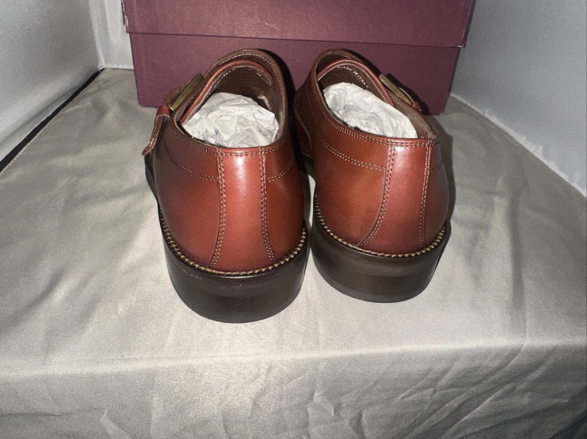 E T WRIGHT Monk Strap Brown Leather Shoes Italy Sz 8 NEW | eBay