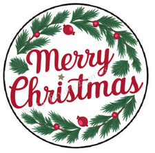 MERRY CHRISTMAS FIR WREATH ENVELOPE SEALS LABELS STICKERS PARTY FAVORS