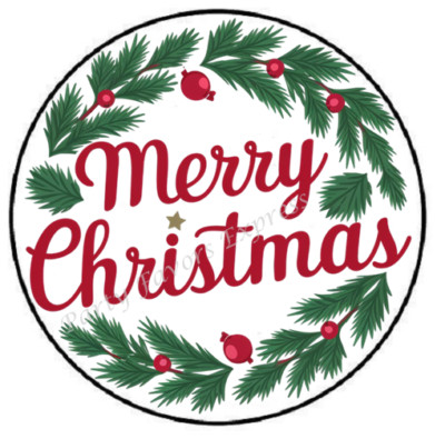 MERRY CHRISTMAS FIR WREATH ENVELOPE SEALS LABELS STICKERS PARTY FAVORS