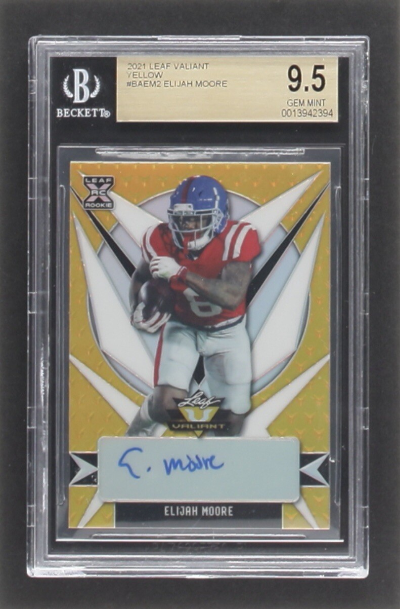 Elijah Moore 2021 Leaf Valiant Yellow Autos #BAEM2 #8/10 (BGS 9.5/BAS Auto 10)