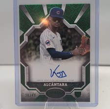 2025 Topps Tier One Auto Rookie Kevin Alcantara Green Foil /49 Chicago Cubs