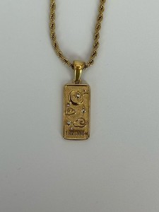 Authentic 18K Gold Plated Tarot Card Necklace The Moon Pendant Crystal Chain