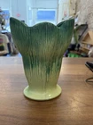 Vintage McCoy Swan in Reeds vase two tone green glaze