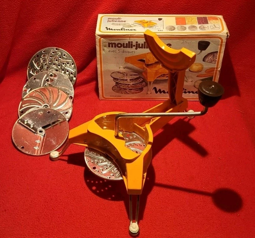 Moulinex mouli-julienne 445 - 5 Scheiben Vintage Küchenreibe Orange TOP✅ OVP✅