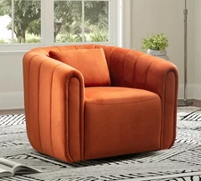 CANMOV Swivel Chair  Plump Pillow, Modern Velvet Accent Chair for Living Room