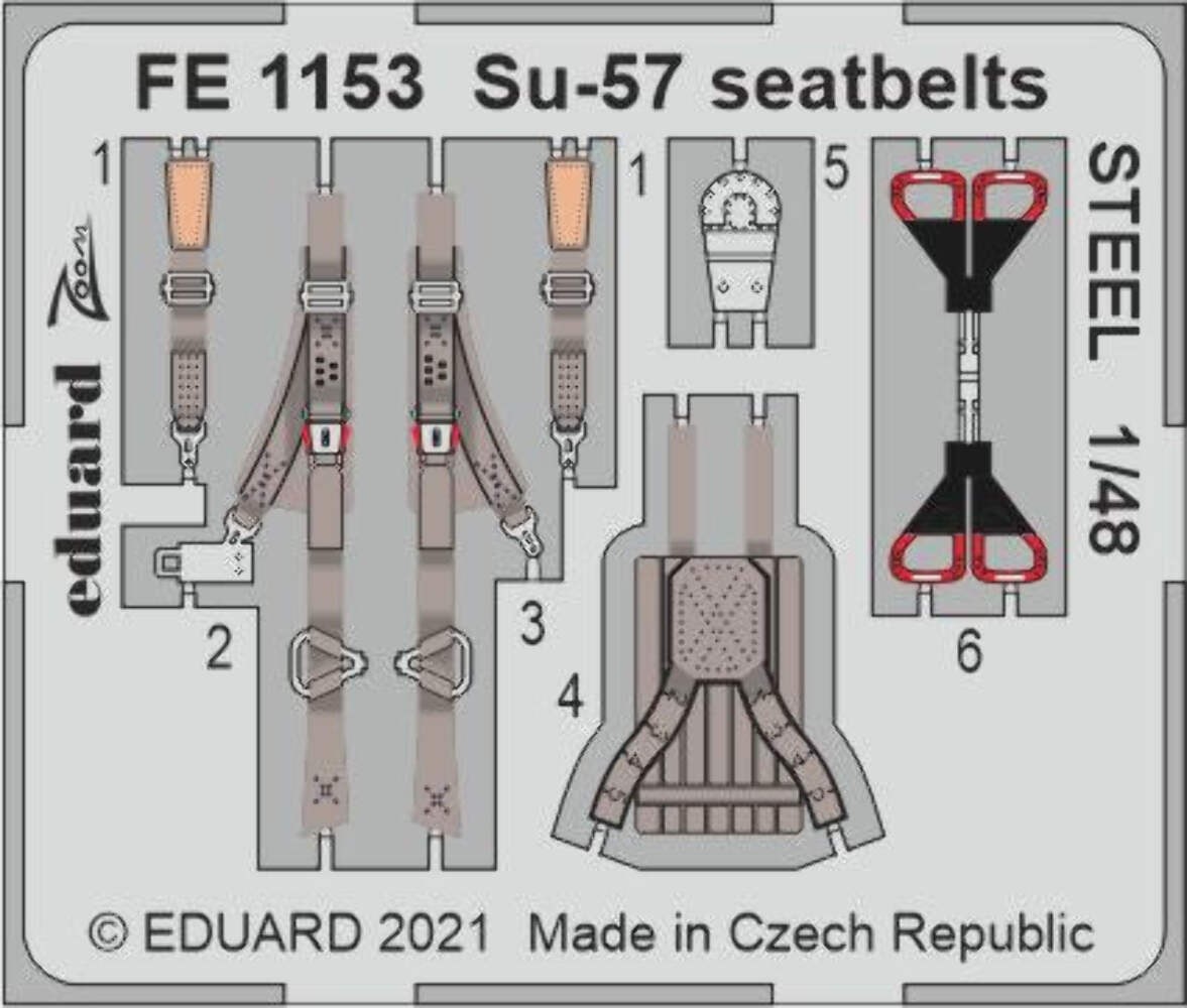 Eduard FE1153 1:48 Sukhoi Su-57 Frazor seatbelts STEEL