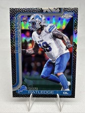 2025 Topps Chrome NFL Tate Ratledge BLACK LEATHER SSP /10 Detroit Lions RC #383