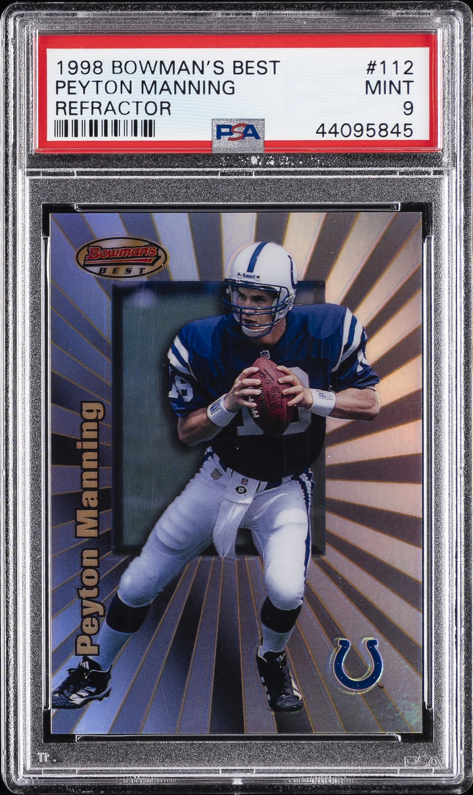 1998 BOWMAN'S BEST REFRACTOR #112 PEYTON MANNING ROOKIE RC #/400 PSA 9