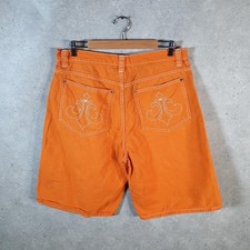 Vintage BKLYN Units Baggy Y2K Hip Hop Jorts Shorts Mens W38 Orange Denim