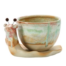 Creative Co-Op Stoneware Snail Planter Reactive Glaze Each One Will Vary Set Of