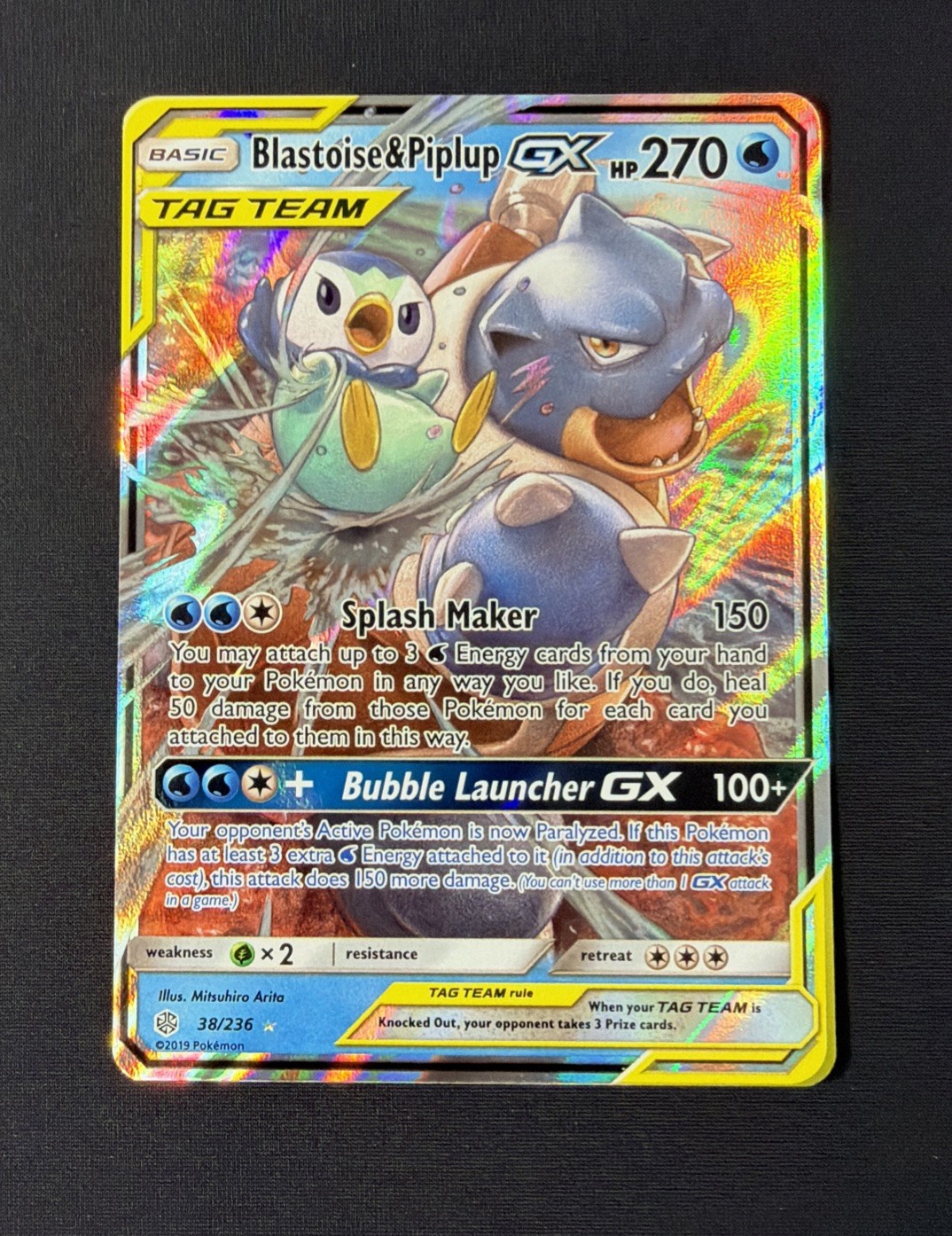 Blastoise Piplup GX Tag Team 38/236 Sun & Moon Cosmic Eclipse NM POKEMON
