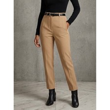 Zara Womens High Waisted Tapered Trousers Tan Camel Size Medium cropped