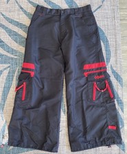 Rare Vintage 90s/Y2K Caffeine Baggy Rave Pants Red  Black Sz 34 Emo Cybergoth