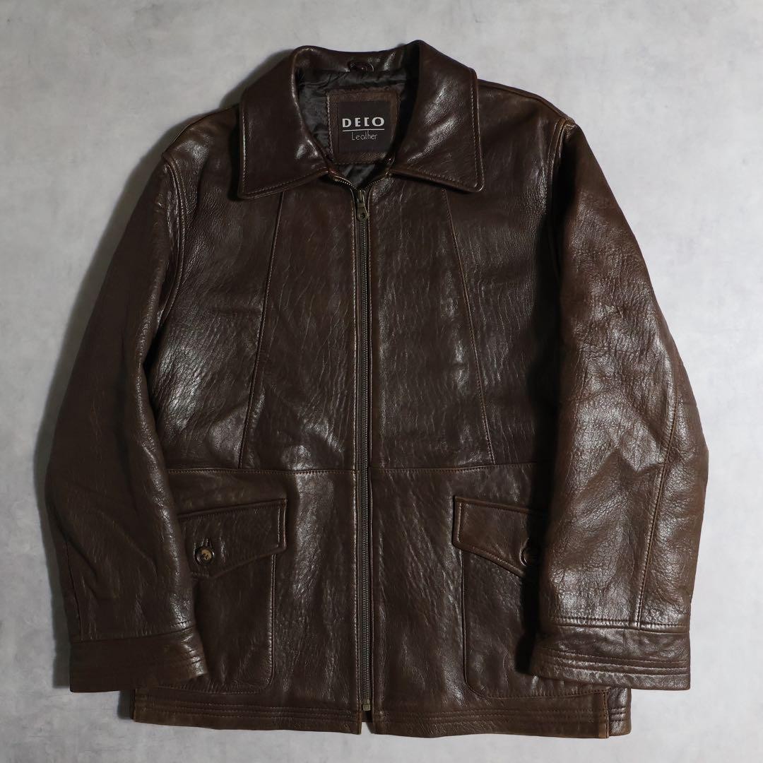 Vintage Sheepskin Leather Jacket in Classic Brown 10103