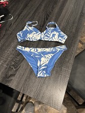 Roxy Tropical Print Bikini Blue White S/M