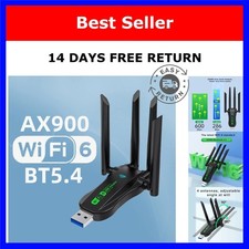 WiFi 6 USB Adapter AX900 Dual Band Bluetooth 5.4 Wireless Dongle PC