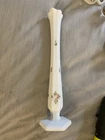VTG Fenton or WESTMORELAND MILK GLASS Floral Hand Painted Roses Swung Bud Vase