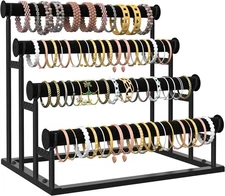 ORLESS 4 Tier Bracelet Holder, Detachable Velvet Jewelry Display Stand, Black 
