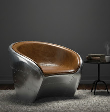 Aircraft Clubsessel Leder Sessel Loungesessel Braun Cocktailsessel Ledersessel