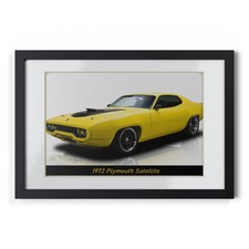 Stunning 1972 Plymouth Satellite Muscle Car Poster - Vibrant Yellow Classic