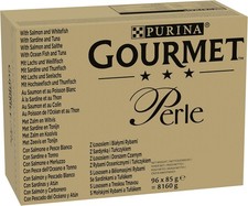 Gourmet Perle Seaside Duo – 96 x 85g Wet Cat Food Pouches in Gravy 4.23 per kilo