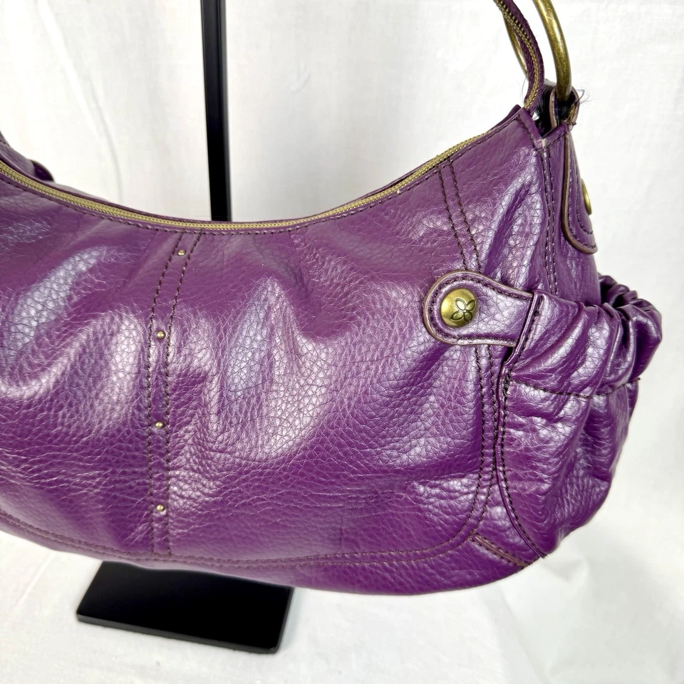 Relic Shoulder bag Purse Satchel Purple Leather Tote Vintage Brass Hardware Logo - Image 3 of 4
