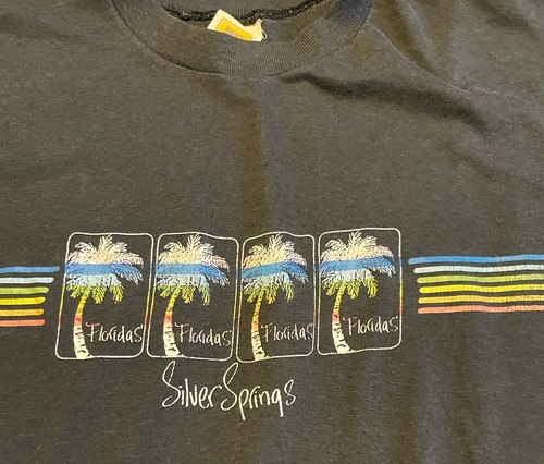 Vintage 80s Silver Springs Florida T-Shirt Tourist/Palm Trees Single Stitch Lrg - Picture 2 of 10
