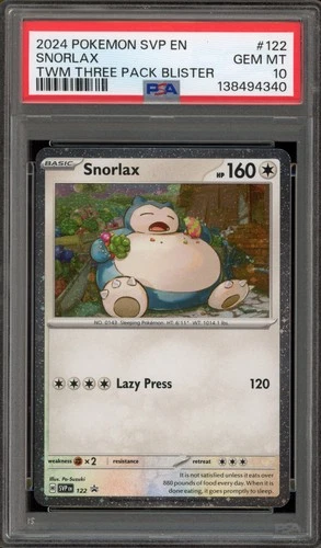 Pokemon Snorlax Twilight Masquerade 3 Pk. Blister Holo Promo SVP EN 122 PSA 10
