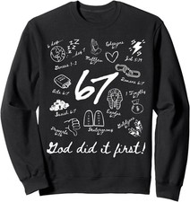 God Did It First 67 Meme Vintage Christian Design Unisex Crewneck Sweatshirt