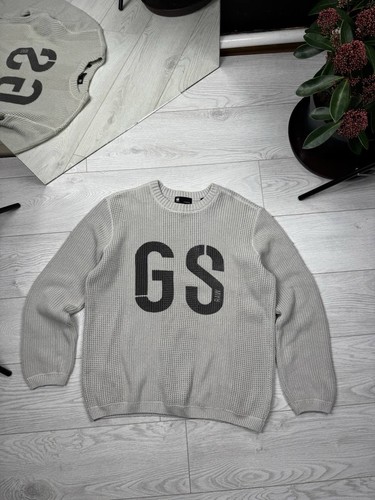 G-Star Men’s Construction Knitted Sweater, Large, White/charcoal - Picture 1 of 7