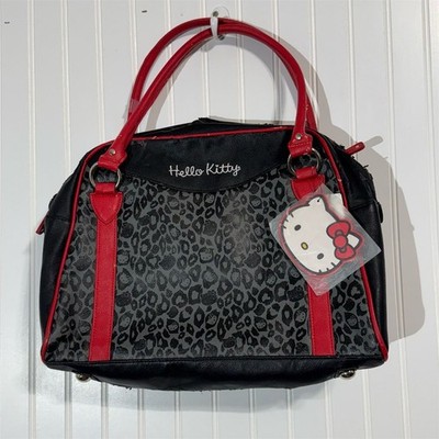 Loungefly Hello Kitty Leopard Print Satchel Bag Sanrio Purse Tote Black Red Y2K