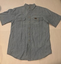 Vintage Faded Light Blue Carhartt Short Sleeve Button-Up Shirt - Retro Workwear
