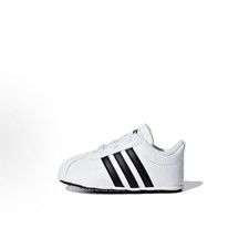 adidas VL Court 2.0 Infant Trainers White Black F36605 UK 2K 3K 4K 5K
