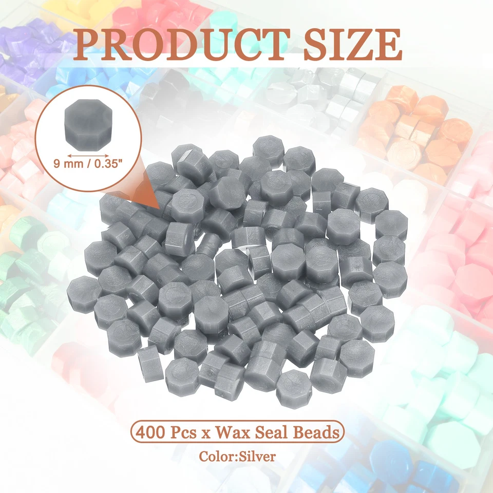 4 pièces perles de sceau en cire hexagonales pour kit argenté - Photo 2/4