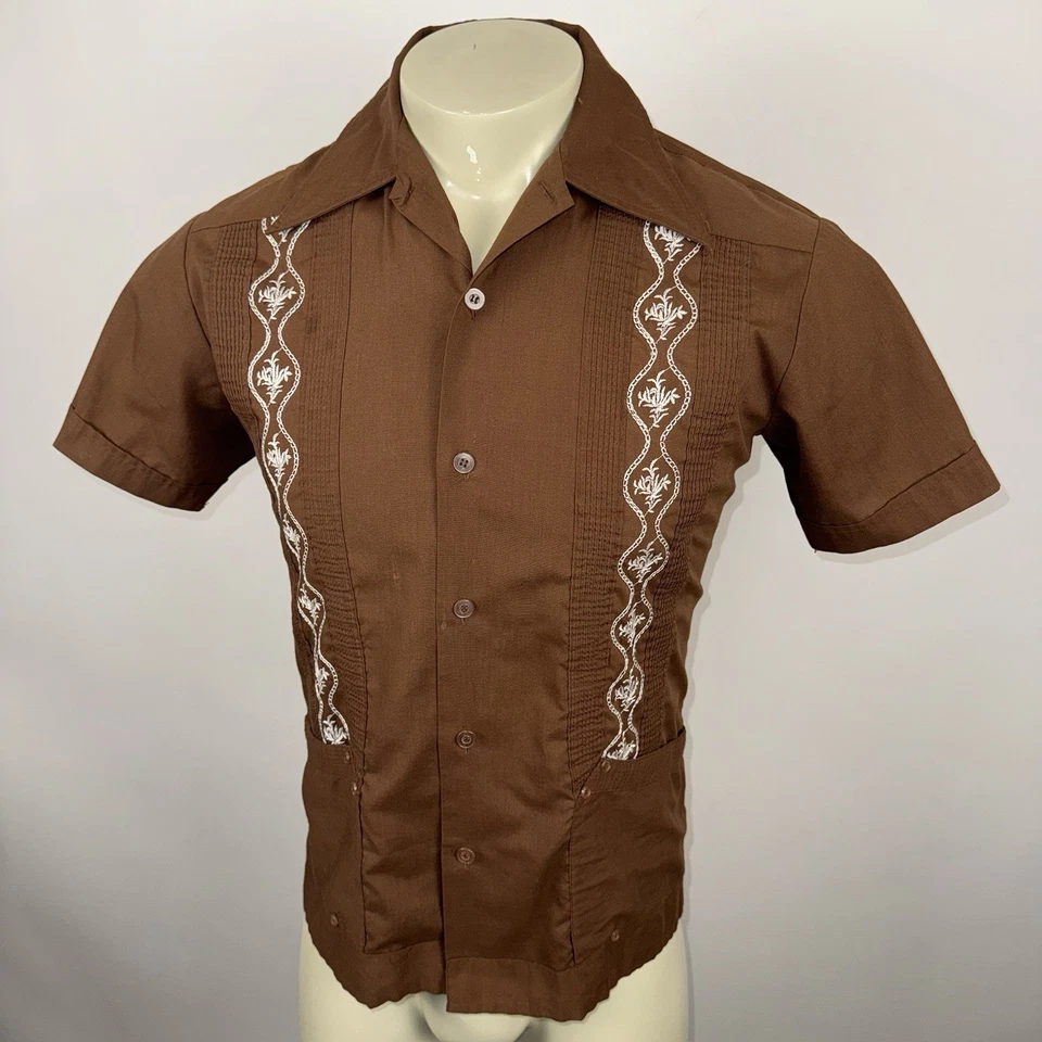 Camisa Guayabera Estilo Sabia Rata Atómica México Boda Hombres Pequeña De Colección Años 60 70 Foto 4 de 4
