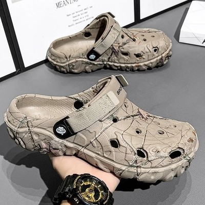 Neu Herren Camouflage Slipper Crocs Sandalen rutschfest Strand Garten Pantoletten Sommerschuhe UK