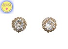 Vintage Signed 1950s Hattie Carnegie Round Clear Rhinestone Clip Earrings